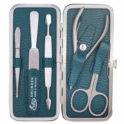 Erbe manicure-beugeletui inox petrol huidtang en nagelschaar
