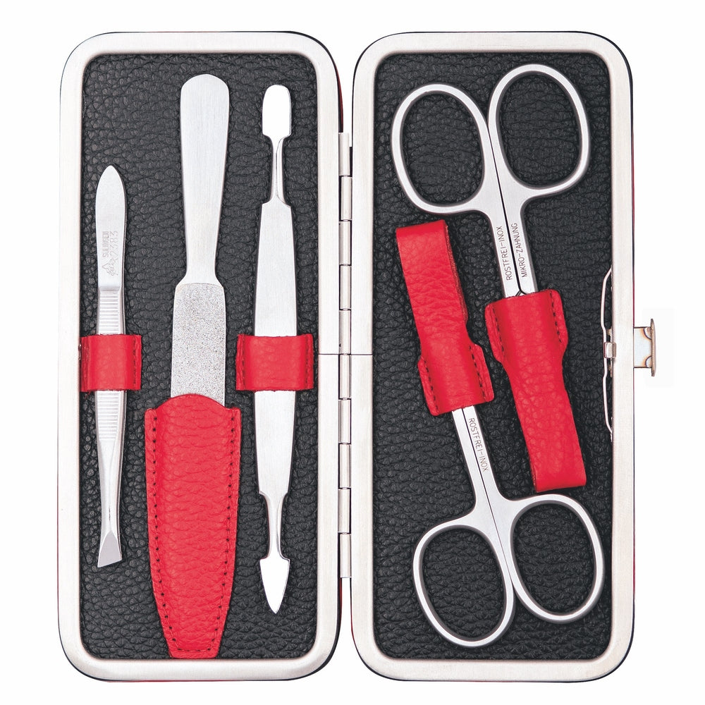 Erbe étui de manucure à fermoir inox rouge noir Colorado – Couleur rouge, noir, argent