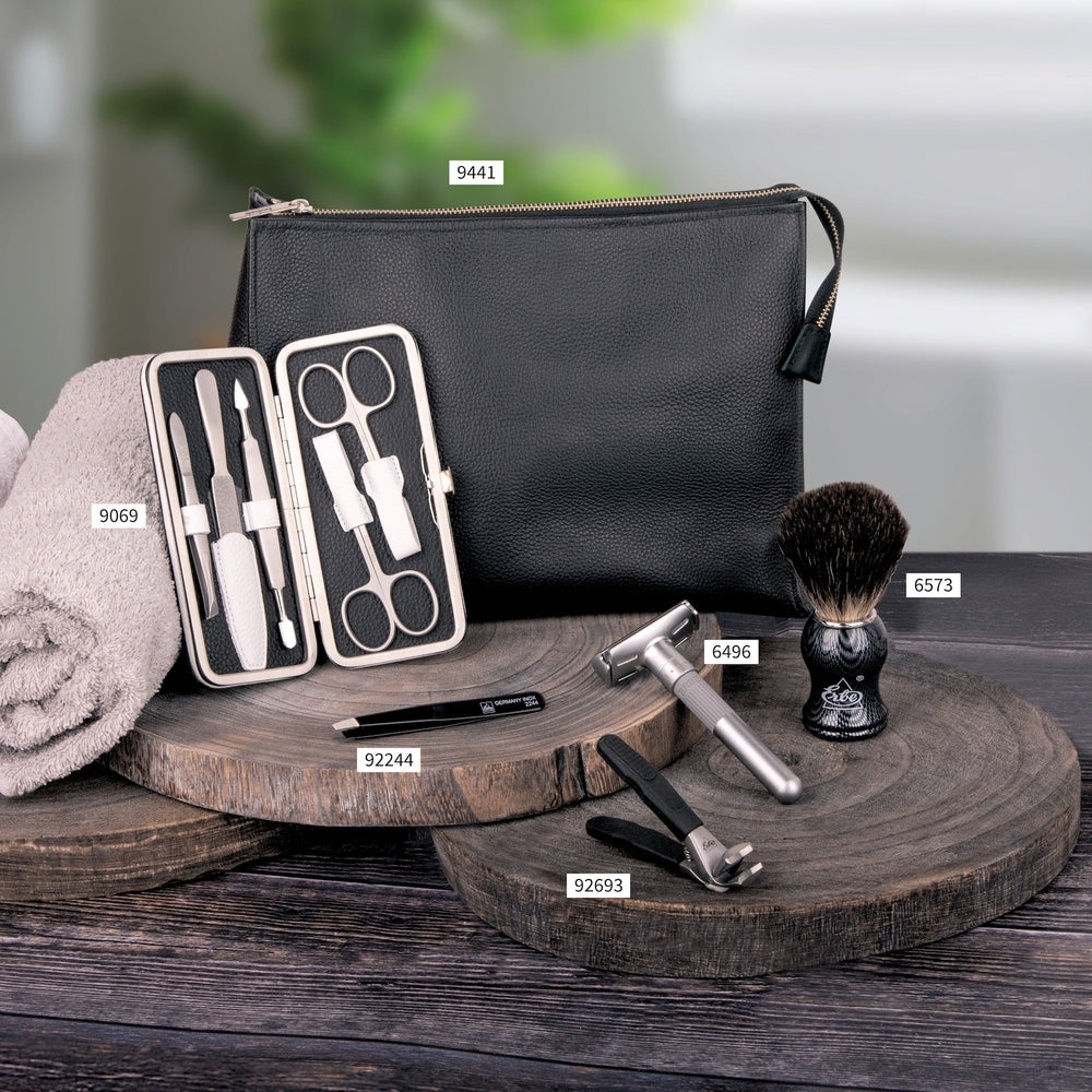 Étui de manucure à fermoir Erbe inox noir blanc Colorado