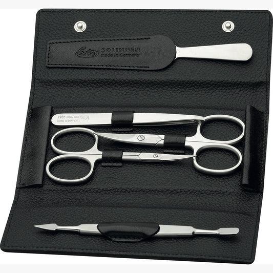Erbe Manicure Drukknopetui Black Mamba inox 5-delig – Kleur zwart, zilver