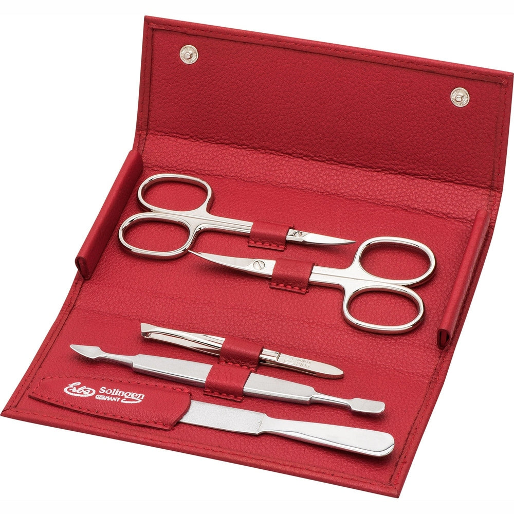 Erbe Manicure Press Stud Case Red 5-piece