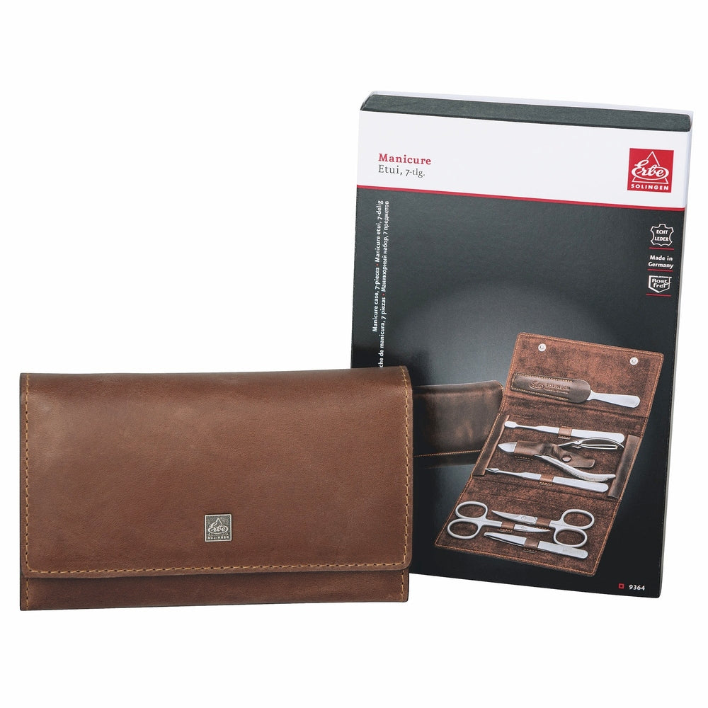 Etui do manicure na zatrzask Erbe inox 7-częściowe antyczny brąz