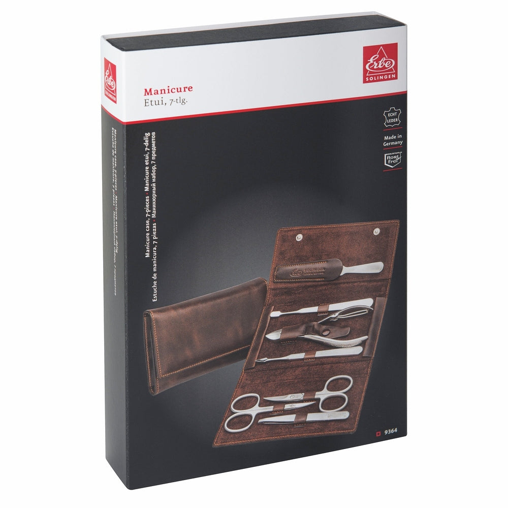 Etui do manicure na zatrzask Erbe inox 7-częściowe antyczny brąz