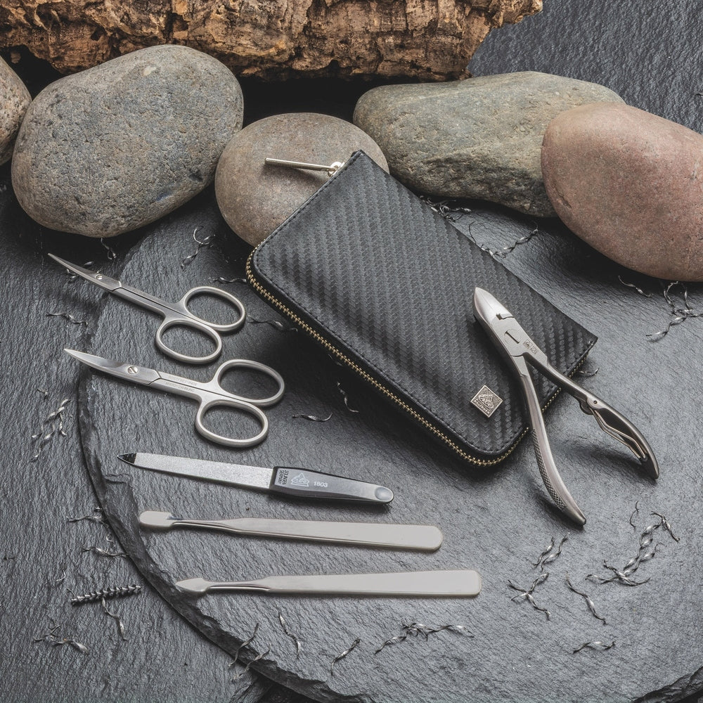Erbe Manicure Case Carbon 7-piece stainless – Colour black, silver, view 4