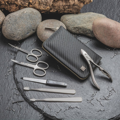 Erbe Manicure Case Carbon 7-piece stainless – Colour black, silver, view 4