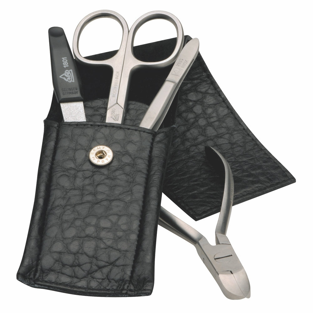 Erbe Manicure Case Stainless Black 4-piece