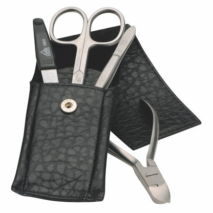 Erbe Manicure Case Stainless Black 4-piece