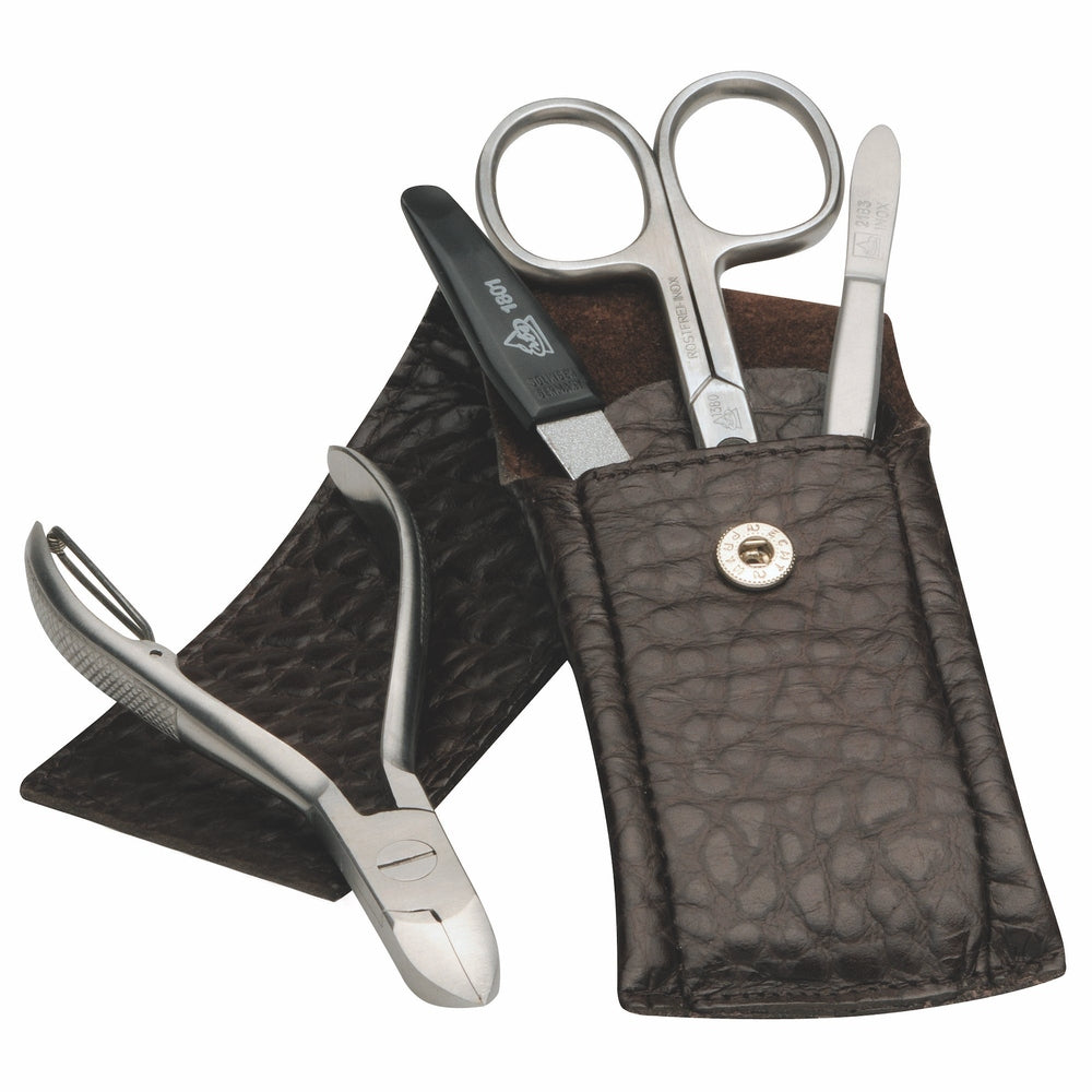 Erbe Manicure Case Stainless Steel Brown 4-Piece