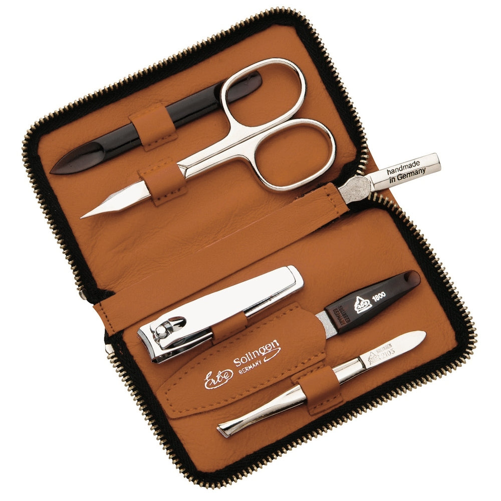 Erbe manicure zip case brown 5-piece – Case brown with zip