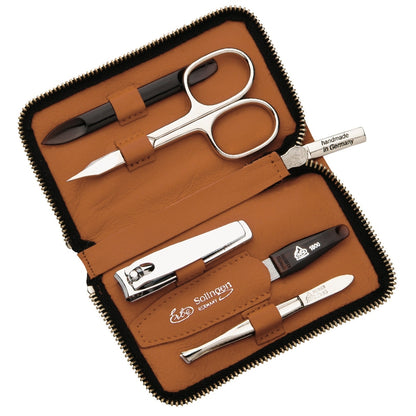 Erbe manicure zip case brown 5-piece – Case brown with zip