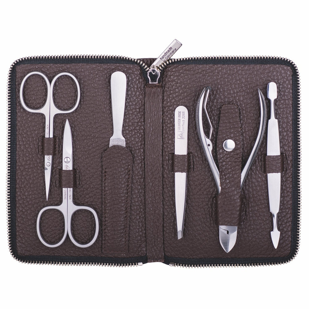 Erbe Manicure Zipper Case Brown 6-piece Piemont – Case in brown, Piemont series