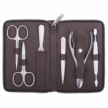 Erbe Manicure Zipper Case Brown 6-piece Piemont – Case in brown, Piemont series