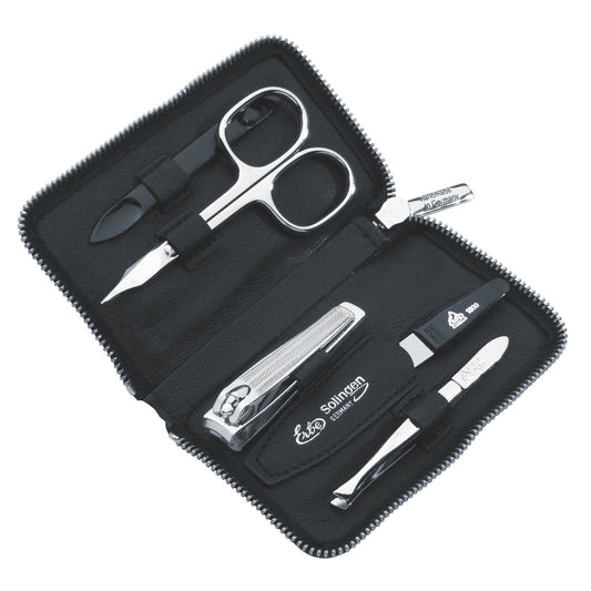 Astuccio manicure con cerniera Erbe nero 5 pezzi