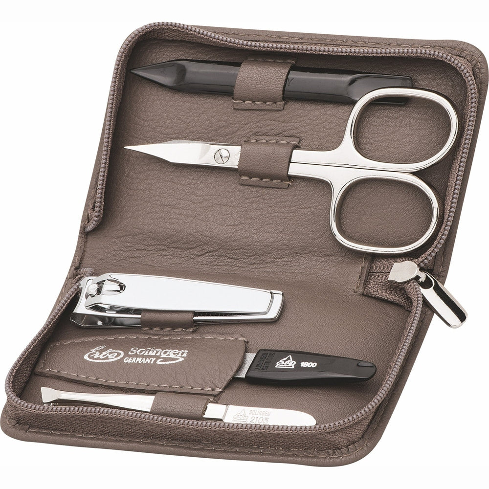 Erbe Manicure Zipper Case Taupe 5-piece – Case in taupe