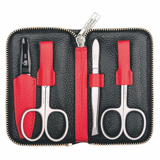 Erbe Manicure Zipper Case Inox Red Black Colorado 4-piece – Colour red, black, silver