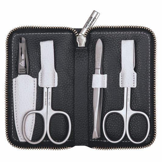Erbe manicure zip case inox black white 4-piece