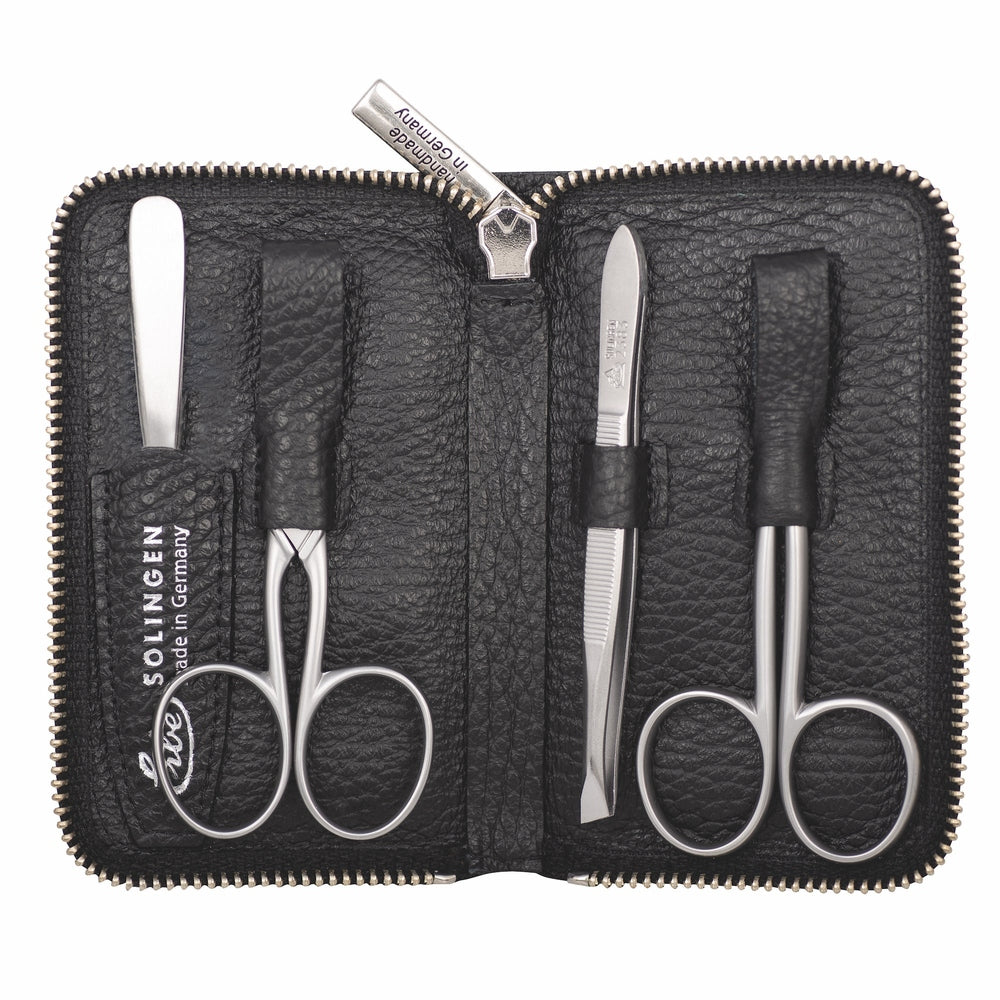 Erbe manicure-ritsetui inox Zwart Piemont 4-delig – Kleur zwart, zilver