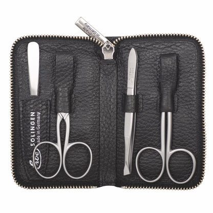 Erbe manicure-ritsetui inox Zwart Piemont 4-delig – Kleur zwart, zilver