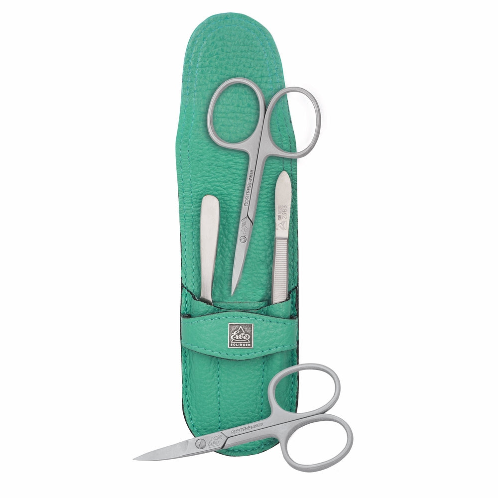 Erbe Manicure Case with Inox Light Green Nail and Cuticle Scissors – Colour light green, silver