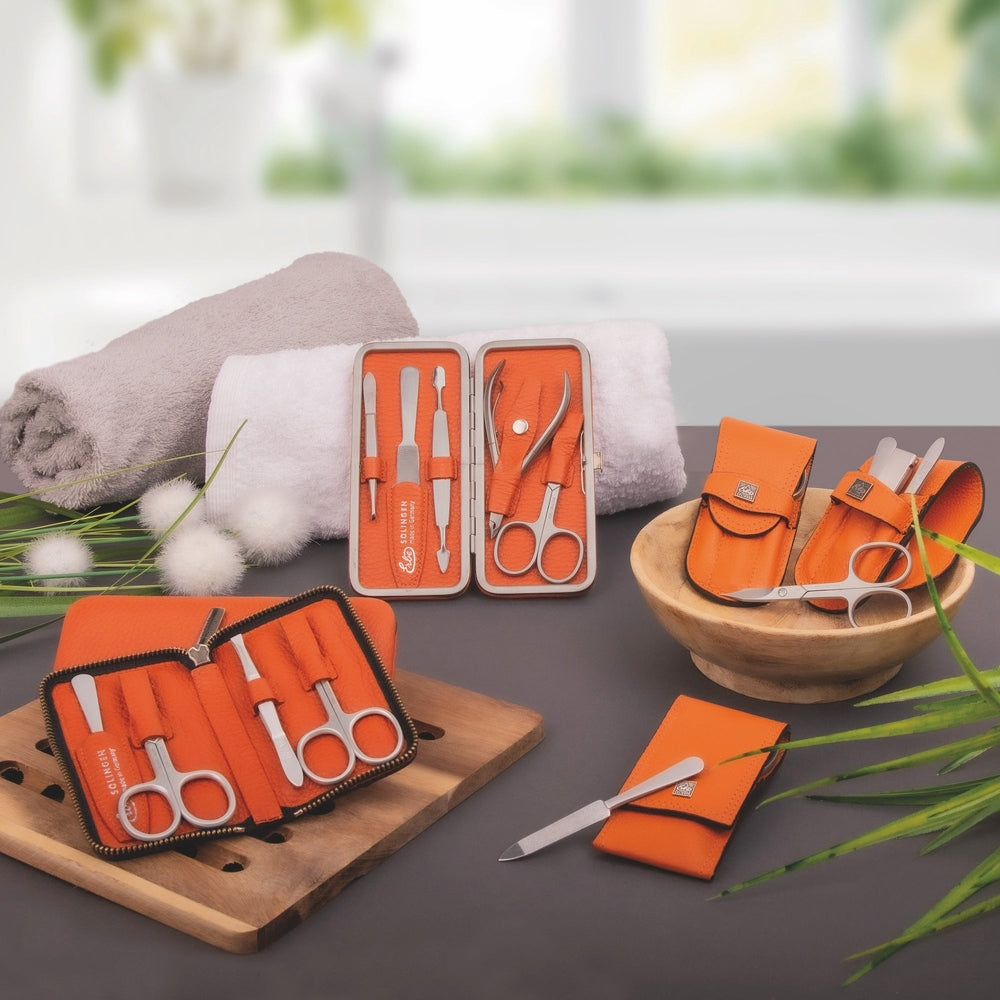 Erbe Manicure Push-in Case Inox Orange Nail and Cuticle Scissors – Colour orange, silver, view 5