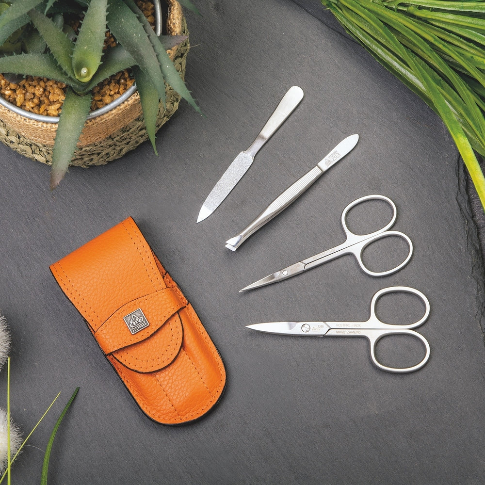 Erbe Manicure Push-in Case Inox Orange Nail and Cuticle Scissors – Colour orange, silver, view 3