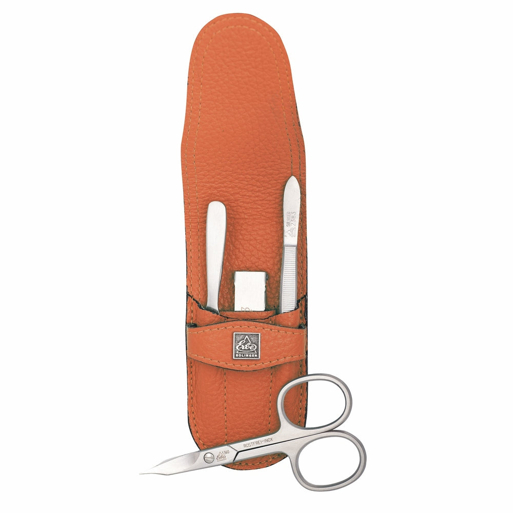 Erbe manicure-insteeketui inox oranje met nagelschaar en knipper