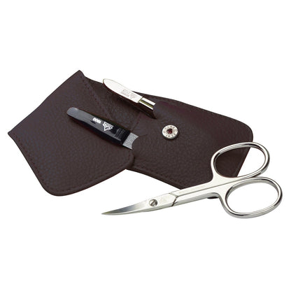 Etui kieszonkowe do manicure Erbe brązowe 5-częściowe