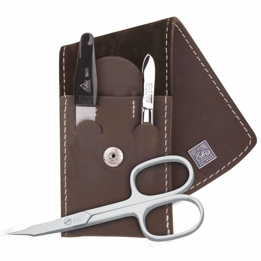 Etui kieszonkowe do manicure Erbe brązowe Mountain Bear 3-częściowe – Etui w kolorze brązowym, wzór Mountain Bear