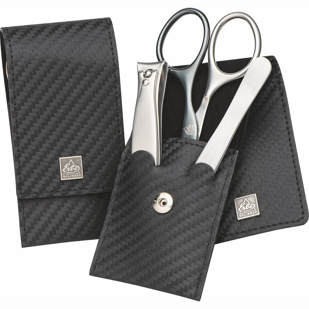 Etui kieszonkowe do manicure Erbe inox Carbon Man – Kolor czarny