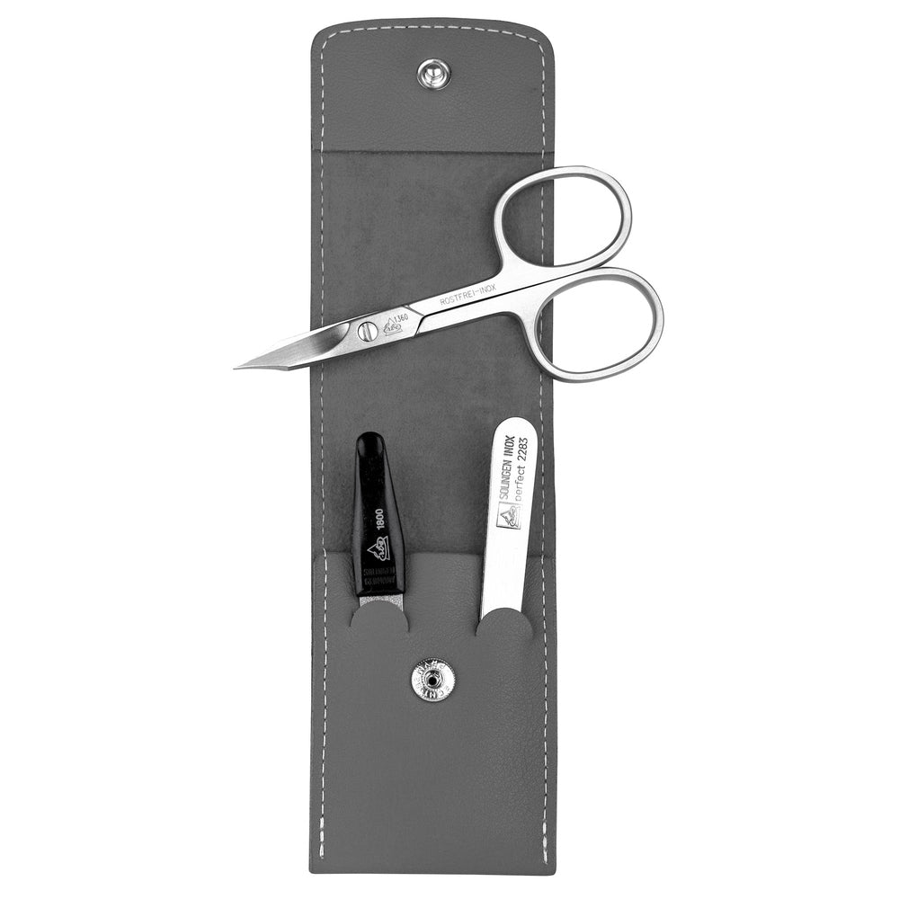 Etui kieszonkowe do manicure Erbe inox szare Travel 3-częściowe – Kolor szary, srebrny, widok 2