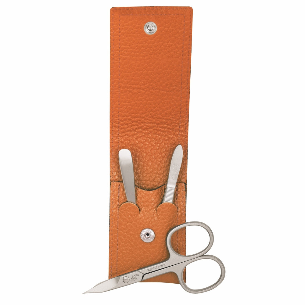 Erbe Manicure Pocket Case stainless steel Orange Piemont 3-piece – Colour orange, silver
