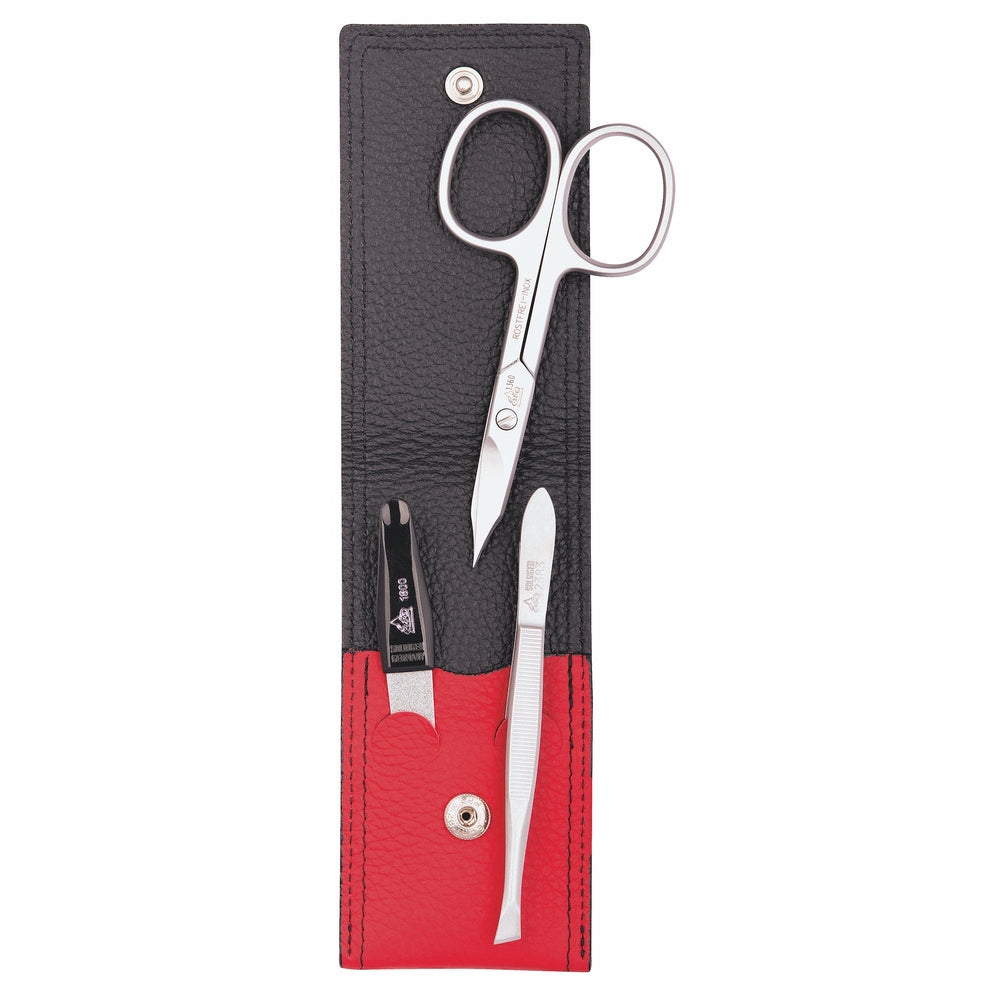 Etui kieszonkowe do manicure Erbe inox czerwono-czarne Colorado – Kolor czerwony, czarny, srebrny, widok 2