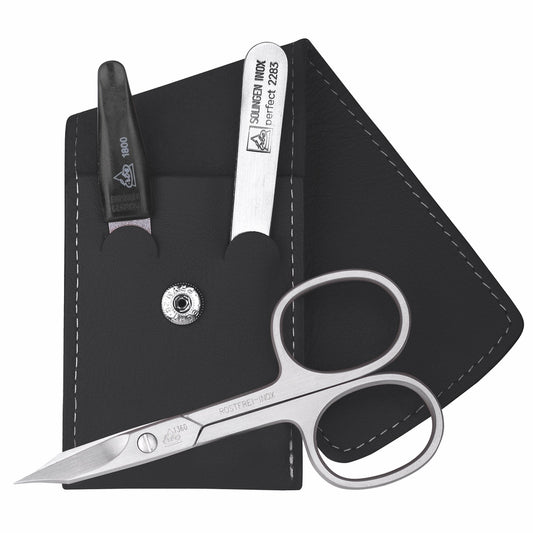 Erbe Manicure Pocket Case Inox Black Travel 3-piece – Colour black, silver