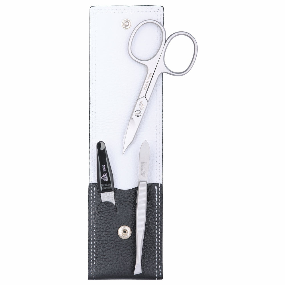 Kieszonkowe etui do manicure Erbe inox czarno-białe Colorado