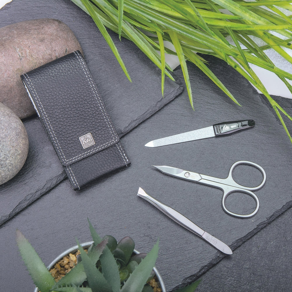 Kieszonkowe etui do manicure Erbe inox czarno-białe Colorado