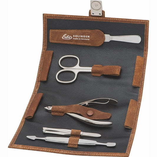 Erbe Manicure-etui Inox Cognac – Kleur bruin
