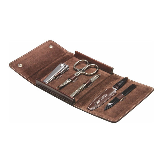 Erbe manicure-etui – Glad leer (etui), roestvrij staal (instrumenten)