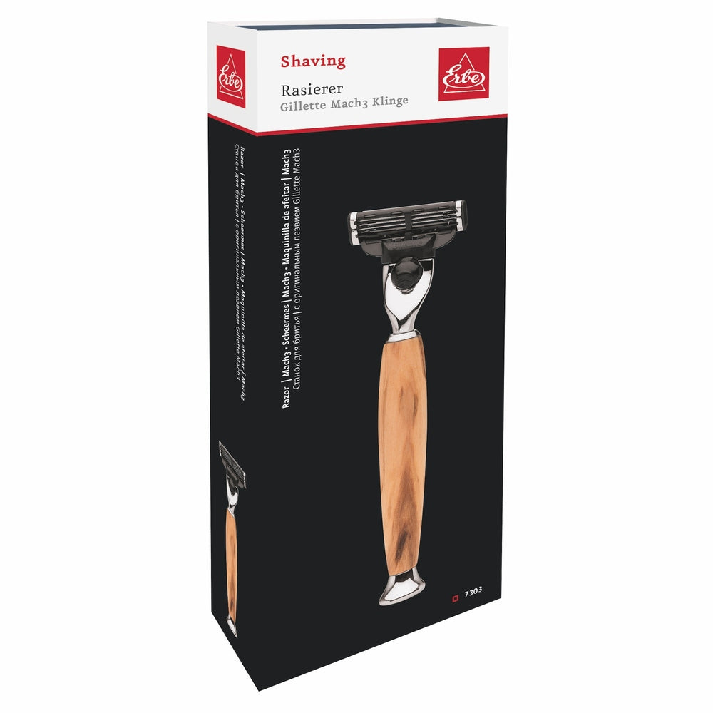 Erbe Milano Razor Gillette Mach3 Olive Wood – ergonomic handle shape