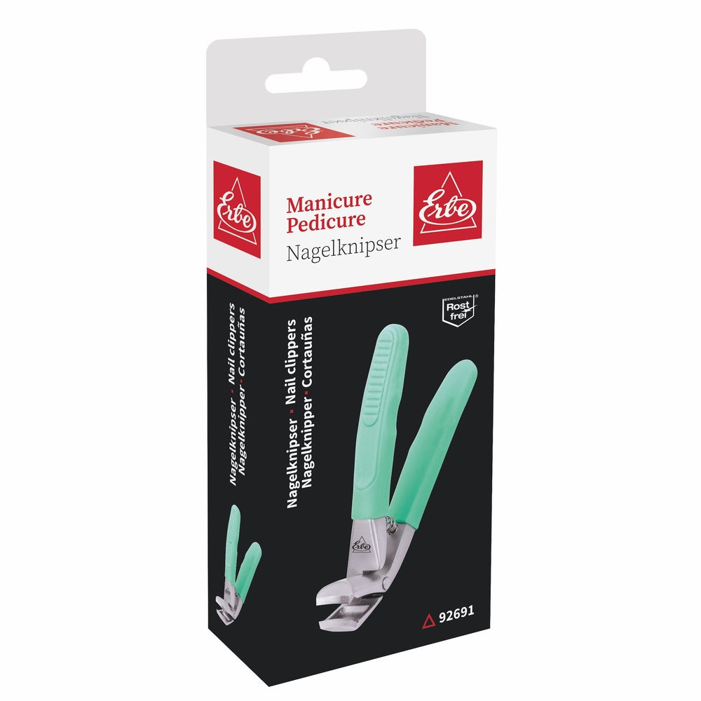 Erbe Nail Clippers Soft Grip Green stainless steel – Length 8.5 cm
