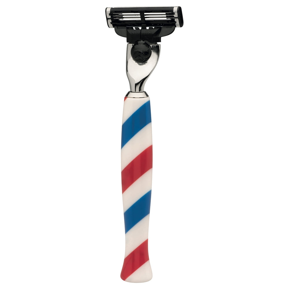 Maquinilla de afeitar Erbe Barber Gillette MACH3 edición especial – Mango de plástico colorido (azul/blanco/rojo)