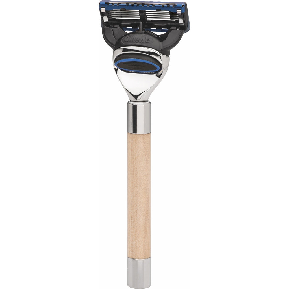 Maquinilla de afeitar Erbe Berlin Fusion arce – Acero inoxidable brillante, madera de arce