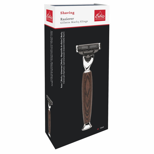 Maquinilla de afeitar Erbe Gillette MACH3 Milano madera de wengué – Color marrón, plata, vista 2