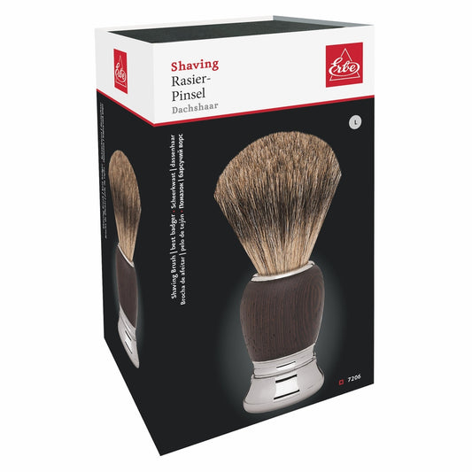Erbe Shaving Brush Badger Hair Milano Wenge Wood – Colour brown, silver, view 2