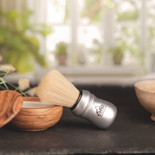 Erbe Shaving Brush Matte Silver Synthetic Plastic