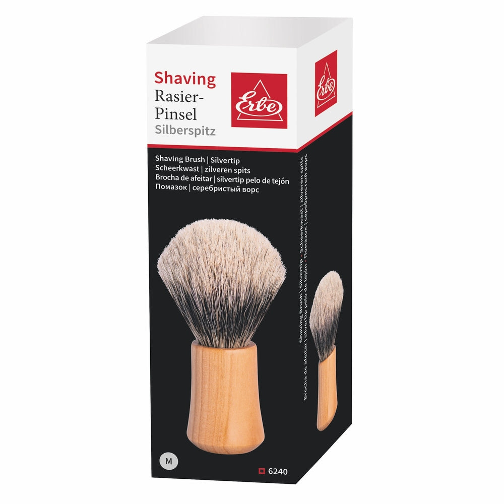 Erbe Shaving Brush Silvertip Beech Wood – Colour brown