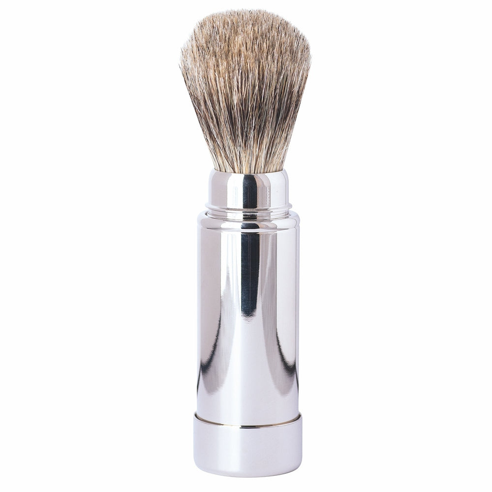 Erbe Travel Shaving Brush Badger Hair Chrome-Plated – Chrome-plated metal housing, pure badger hair