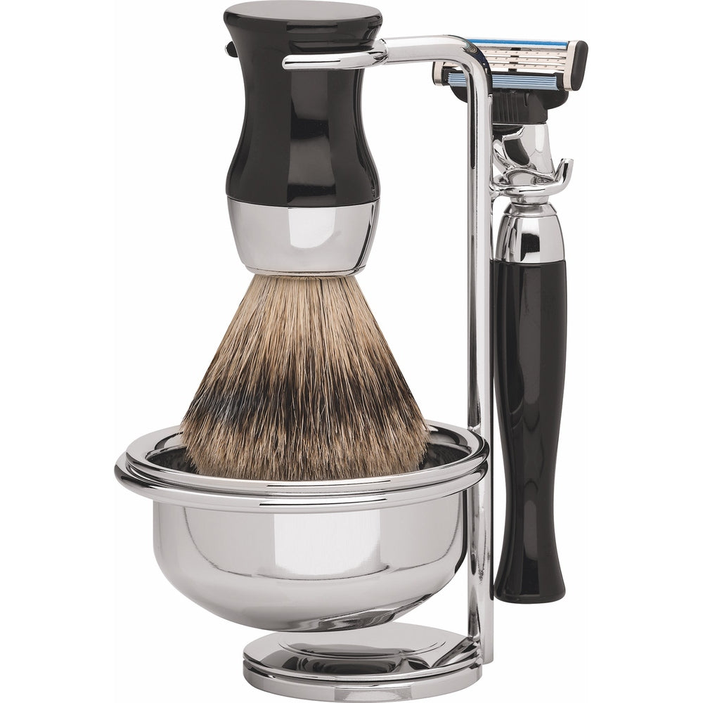Erbe Vienna Shaving Set Gillette Mach3 Black 4-Piece – Badger hair, black fine resin