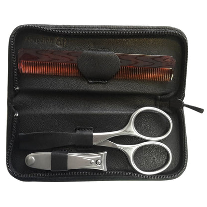 Étui à barbe 3 pièces noir Solingen – Acier inoxydable
