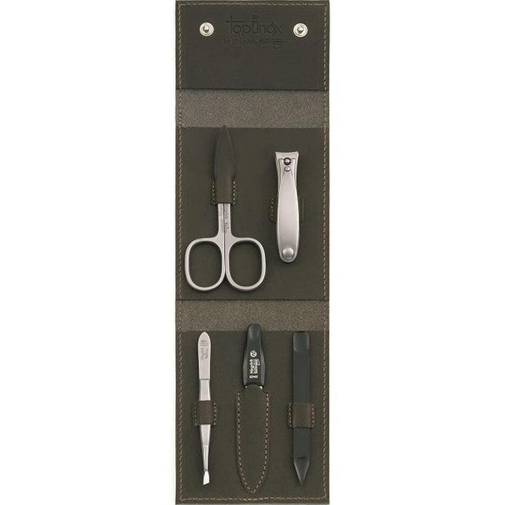 Manicure-etui model Havanna L tabak – Roestvrij staal