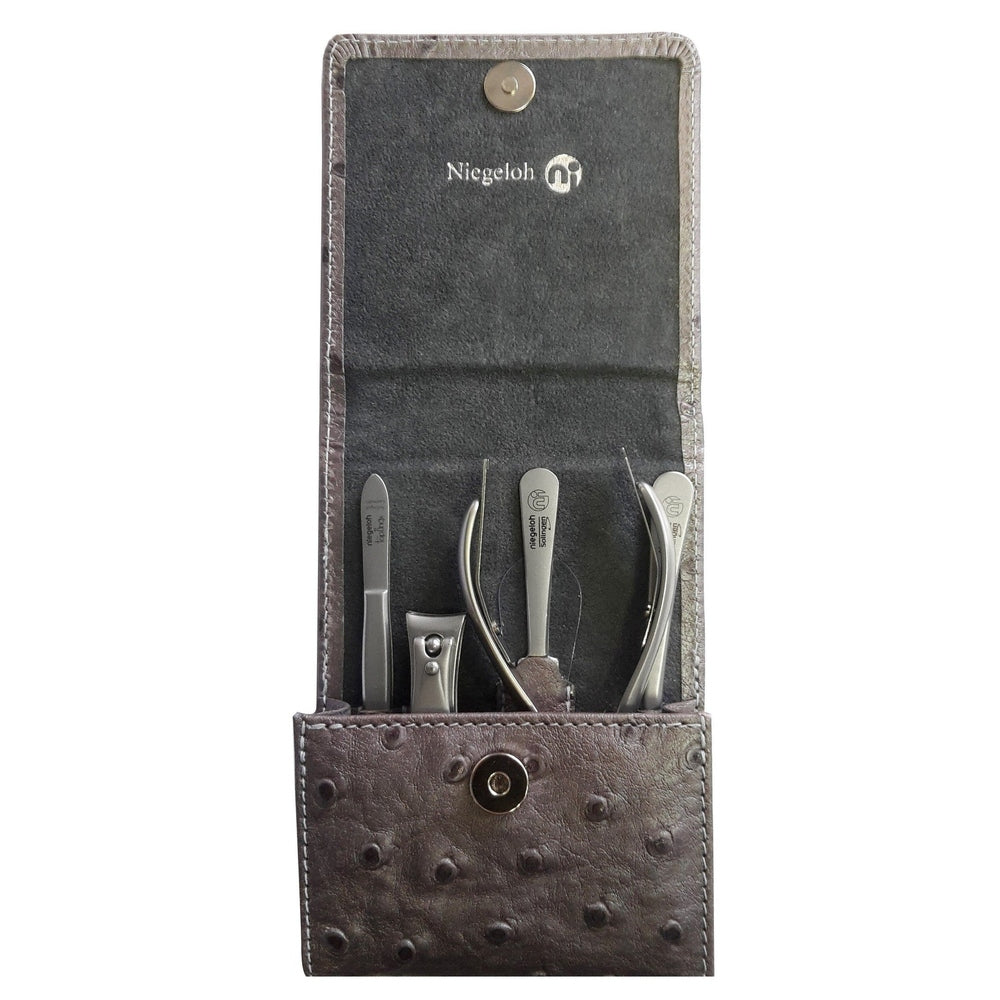 Étui de manucure modèle Strauß gris 6 pièces Solingen – Acier inoxydable